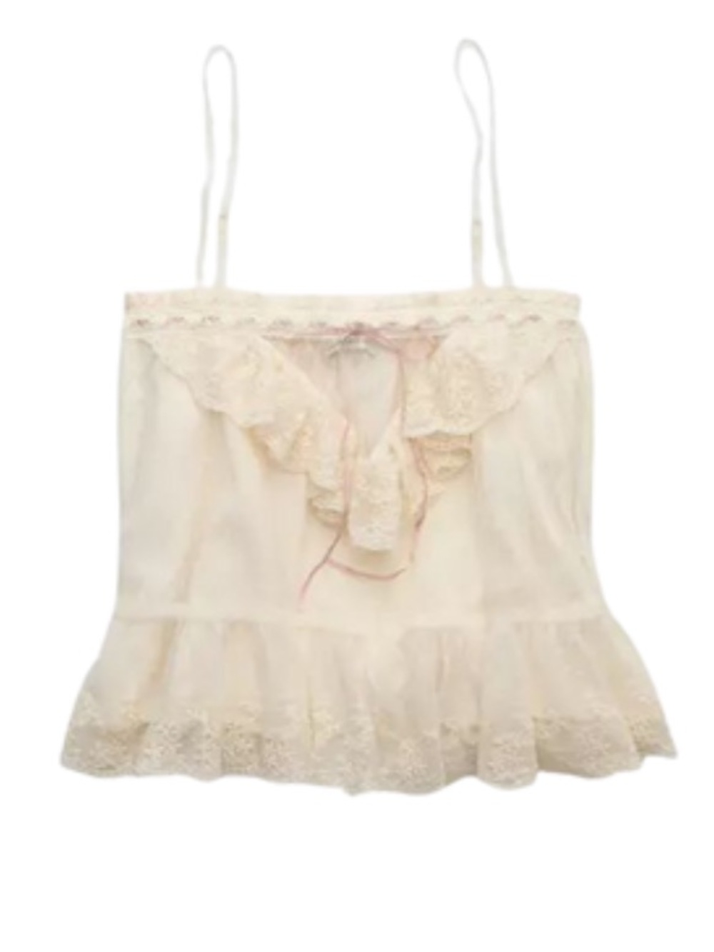 American Eagle Mesh Ruffle Cami M - Picture 2 of 8